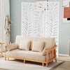 3-Panel Room Divider 170 cm Freestanding Privacy Screen with Natural Paulownia Wood Frame-White