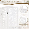 3-Panel Room Divider 170 cm Freestanding Privacy Screen with Natural Paulownia Wood Frame-White