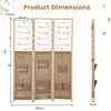 3-Panel Room Divider with 8 Storage Pockets and 4 Hooks-Natural
