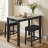 3-Piece Bar Table Set with Charging Station Modern Counter Height Breakfast Table with Faux Marble Top-Grey