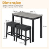 3-Piece Bar Table Set with Charging Station Modern Counter Height Breakfast Table with Faux Marble Top-Grey
