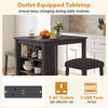 3-Piece Bar Table Set with Power Outlet Counter Height Kitchen Dining Table-Black