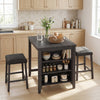 3-Piece Bar Table Set with Power Outlet Counter Height Kitchen Dining Table-Black