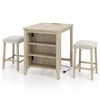 3-Piece Bar Table Set with Power Outlet Counter Height Kitchen Dining Table-Grey