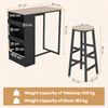 3-Piece Dining Table Set 91 cm Counter Height Bistro Table with 3 Storage Shelves-Rustic Brown