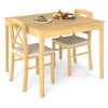 3-Piece Dining Table Set Wooden Square Kitchen Table with 2 Upholstered Chairs for 2 People-Natural