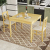 3-Piece Dining Table Set Wooden Square Kitchen Table with 2 Upholstered Chairs for 2 People-Natural