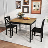 3-Piece Dining Table Set Wooden Square Kitchen Table with 2 Upholstered Chairs for 2 People-Rustic Brown