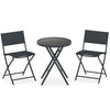 3 Piece Folding Bistro Set Patio Dining Furniture with Breathable Fabric Seat