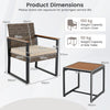 3-Piece PE Wicker Patio Set with Soft Cushion and Side Table for Balcony-Beige