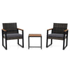 3-Piece PE Wicker Patio Set with Soft Cushion and Side Table for Balcony-Grey