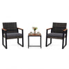 3-Piece PE Wicker Patio Set with Soft Cushion and Side Table for Balcony-Grey