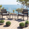 3-Piece PE Wicker Patio Set with Soft Cushion and Side Table for Balcony-Grey