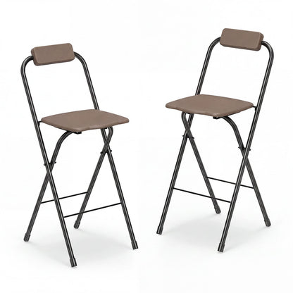 3-Piece Patio Bar Set and Outdoor BBQ Canopy with Bar Table and 2 Folding Bar Stools for Backyard-Brown