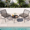 3 Piece Patio Bistro Set Rattan Chairs with Side Table Outdoor Wicker Conversation Set-Black