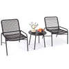 3 Piece Patio Bistro Set Rattan Chairs with Side Table Outdoor Wicker Conversation Set-Black