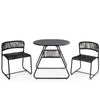 3-Piece Patio Bistro Set with Solid Metal Frame for Porch-Black
