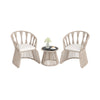 3 Piece Patio Leisure Chair Set Rope-Woven Armchairs and Table Set with Soft Seat Cushions-White