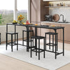 3-Piece Dining Table Set with High Top Rectangular Pub Table and Chairs-Black
