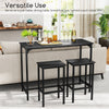 3-Piece Dining Table Set with High Top Rectangular Pub Table and Chairs-Black