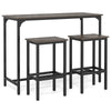 3-Piece Dining Table Set with High Top Rectangular Pub Table and Chairs-Grey