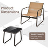 3 Pieces Patio Conversation Set with Breathable Fabric and Tempered Glass Tabletop-Brown