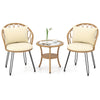 3 Pieces PE Wicker Patio Bistro Set with Cushions for Porch-Beige