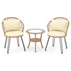 3 Pieces PE Wicker Patio Bistro Set with Cushions for Porch-Beige