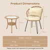 3 Pieces PE Wicker Patio Bistro Set with Cushions for Porch-Beige
