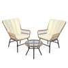 3 Pieces Patio Bistro Set Outdoor PE Wicker Conversation Set with Tempered Glass Coffee Table-Beige