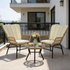 3 Pieces Patio Bistro Set Outdoor PE Wicker Conversation Set with Tempered Glass Coffee Table-Beige