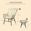 3 Pieces Patio Bistro Set Outdoor PE Wicker Conversation Set with Tempered Glass Coffee Table-Beige
