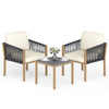 3 Pieces Patio Bistro Set Woven Rope Outdoor Conversation Set with Cushions-Beige