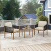 3 Pieces Patio Bistro Set Woven Rope Outdoor Conversation Set with Cushions-Beige