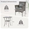 3 Pieces Patio Wicker Bistro Set 2 Rattan Chairs with Double-Tier Tempered Glass Table-Grey