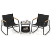 3 Pieces Rocking Bistro Set with Storage Bag and PS Armrests-Black
