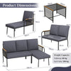 3 Pieces Wicker Furniture Set with Tempered Glass Side Table-Grey