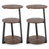 3-Tier Accent Round End Table with Metal Frame and Adjustable Foot Pads-2 Pack