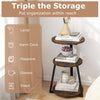 3-Tier Accent Round End Table with Metal Frame and Adjustable Foot Pads-2 Pack