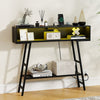 3-Tier Console Table with LED Light and Charging Station-Black