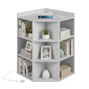 3-Tier Corner Cabinet with Charging Station and 9 Cubbies-Light Grey