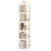 3-Tier Foldable 360° Rotating Bookshelf with Swivel Base-White