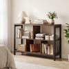 3-Tier Industrial Storage Organizer with 5 Cubes and Metal Frame-Rustic Brown