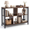 3-Tier Industrial Storage Organizer with 5 Cubes and Metal Frame-Rustic Brown
