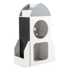 3-Tier Kids Bookshelf Rocket Space Theme Toddler Toy Storage Organizer with Chalkboard-White