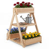 3-Tier Raised Garden Bed with 3 Planter Boxes and 2 Storage Shelves-Natural