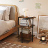 3-Tier Side Table Square End Table with Open Storage Shelves-RusticBrown