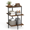 3-Tier Side Table Square End Table with Open Storage Shelves-RusticBrown
