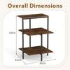3-Tier Side Table Square End Table with Open Storage Shelves-RusticBrown