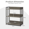 3-Tier Bookshelf with Adjustable Shelves and Metal Frame-Grey